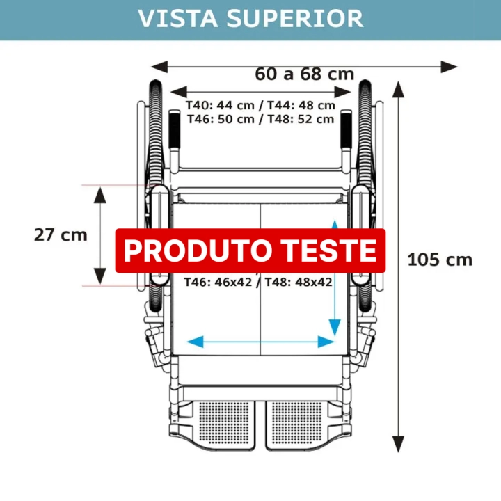 Imagem do produto Produto teste cadeira de rodas modelo D999 resistente até 90kg TESTE - 02