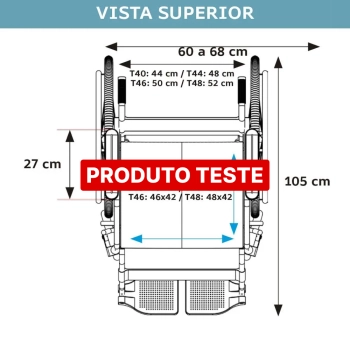 Produto teste cadeira de rodas modelo D999 resistente até 90kg TESTE - 02